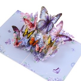 AIQIUQIU Pop Up Birthday Card 3D Butterfly Greeting Thank You Card Wedding Card for Mom Wife Girlfriend & Friends on Birthday Wedding Anniversary Thank You All Occasions Cards with Envelope, Purple