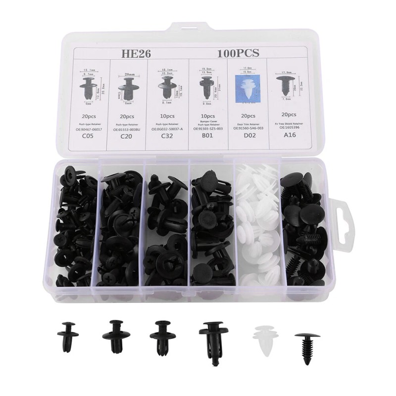 motor_speed 100Pack Universal Rivet Clips Car Retainer Fender Liner Fastener