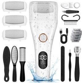 Callus Remover for Feet, 3 Speed Electric Foot Scrubber with Larger Grinder&LCD Display, Wet&Dry Using Foot File Professional Pedicure Tools, Foot SPA to Remove Callus Cracked&Hard Dead Skin (White)