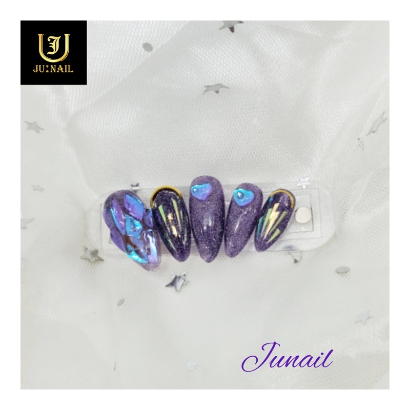 ❣Purple Reflection Handmade Nail Tips - Short Round / ❣보라빛반사