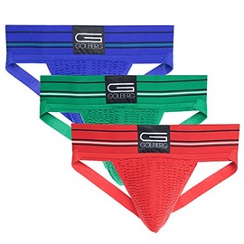 GOLBERG Athletic Supporter - Naturally Contoured Waistband - 3 Packs of Multiple Colors