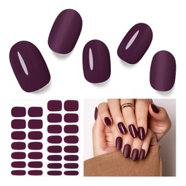 Nelikoo Semi Cured Gel Nail Strips - 30PCS Gel Nail Stickers for UV Light, Long-Lasting Gel Nail Wraps, Salon-Quality Semi Cured Nail Stickers, 2 Weeks Wear, Easy DIY Gel Manicure-BlackBerry Wine