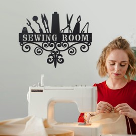 KOYILTD Sewing Room Decor Black Metal Wall Decor Sewing Accessories Quilting Room Sign Home Sign Wall Decor Unique Art Craft for Mom Grandma Women Gifts for Quilter (Classic)