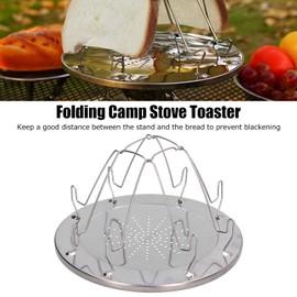 MOUMOUTEN Tostadora Plegable Para Estufa De Campamento, Bandeja Porosa Para Pan, Soporte Para Rejilla Para Tostadora De Acero Inoxidable Para 4 Rebanadas, Rejillas Para Tostadas Plegables Para Cocinar