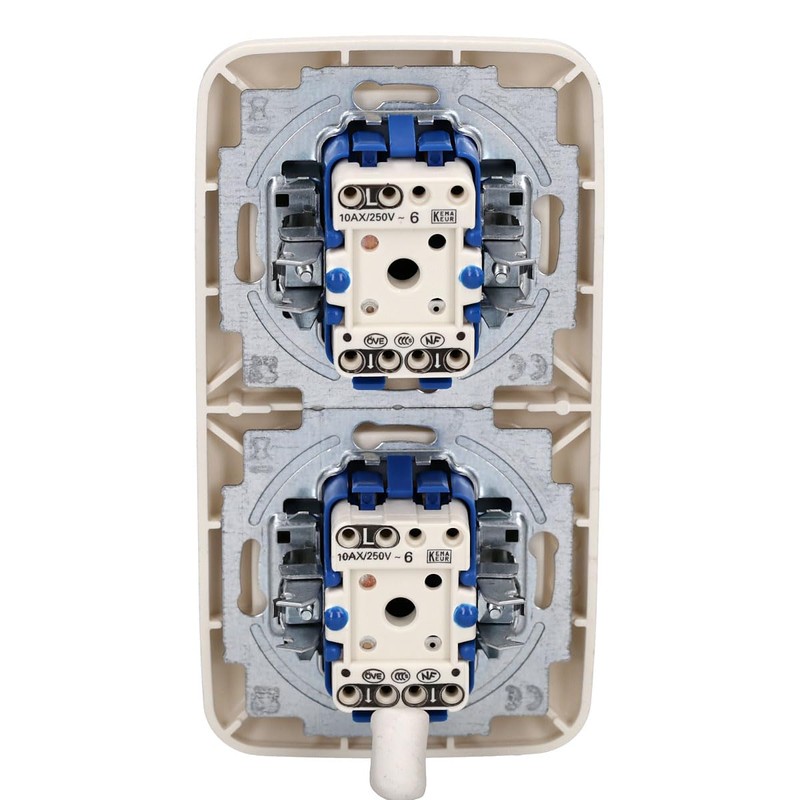 Busch-Jaeger Duro 2000 Complete Set Double Light Switch as Push