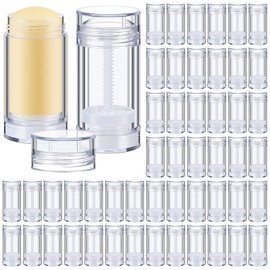 Teenyyou 50 Pcs 30 ml Empty Deodorant Containers Twistup Filling Stick Plastic Deodorant Container Refillable Bottles Bottomfill Round Lip Balm Tubes Cylinder for Homemade DIY Lip Balm (Clear)