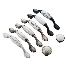 ANSIEDIO Pack of 4 European Ceramic Furniture Handles, Cabinet Handles, Door Handles for Kitchen Cabinets, Kitchen, Cupboard, Wardrobe - Black, 96 mm