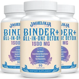 All-In-One Detox Binder Supplement 1500 MG - High Bioavailability, Liver Gut Detox Cleanse with Activated Charcoal, Zeolite & Bentonite Clay for Toxins, Liver, Digestive, 270 Vegan Capsules