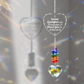 Crystal Suncatcher Thank You Gifts, Window Hanging Crystal Heart Prism Sun Catcher Rainbow Maker, Appreciation Gratitude Gifts for Women Men Teacher Coworker