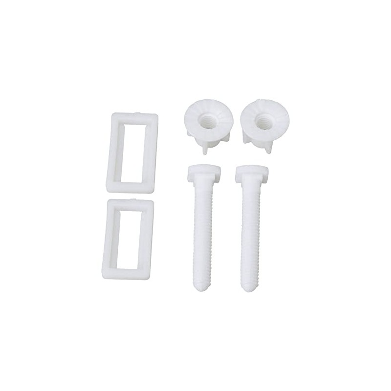 Emptty Rectangular Shaped White Toilet Seat Hinge Bolts Screw Nuts