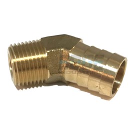 EDGE INDUSTRIAL 3/4" HOSE ID TO 1/2" MALE NPT MNPT 45 DEGREE BRASS ELBOW FITTING FUEL/AIR/WATER/OIL/GAS/WOG (QTY 01)