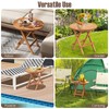 Round Folding Side Table, Outdoor Indonesia Teak Wood Patio Dining