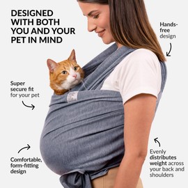 Dog Sling Carrier for Small Dogs - Anti-Anxiety Cat Sling, Puppy Pouch - Pet Sling in Gray Black Blue Green Pink Yellow (Gray, Large)