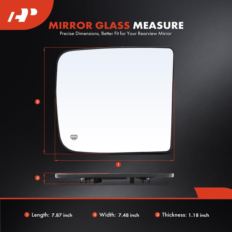 A-Premium Right Passenger Side Upper Heated Mirror Glass with Backing