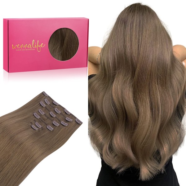 WENNALIFE Clip in Hair Extensions Real Human Hair, 20 Inch