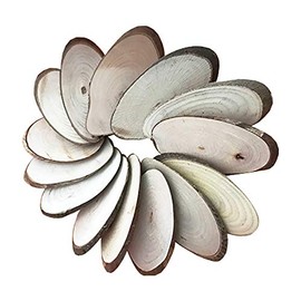 POFET 10pcs Natural Wood Slices, Oval, 8-9cm, Rustic Tree Bark Slice, Weathered Log Disc, DIY Craft Wedding Table Centerpiece, Christmas Decor Ornaments