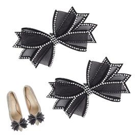 NICENEEDED Wedding Bridal Bow Shoe Buckles, Detachable Rhinestone Shoe Clips Removable Bowknot Shoe Charms, Elegant Shoe Boot Decoration for Women Party Heels Flats Pumps Craft Accessories
