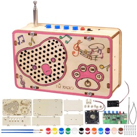 Radio Kit, DIY Speaker Kit, Wooden Radio, Paintable Radio Set, Wood Experiments Science for Children, STEM Toy for Ages 8 - 12 Years, DIY Practice Soldering Project Kit