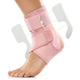 BraceUP Ankle Support - Relieve Pain, Enhance Stability for Foot Pain, Sprained Ankle, Achilles Tendonitis, Men and Women (Pink)
