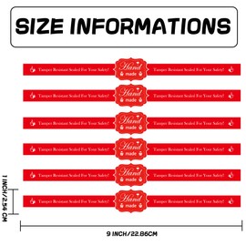 Food Retail Package Seal Stickers 9x1 Inch Safe Secure Tamper Evident Lids Stickers Tamper Proof Stickers 200 Pcs Tamper Evident Labels for Freshness Labels for Handmade Crafted Baking (Red)