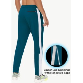JWM - Pantalones deportivos para hombre con cierre en la parte inferior de las piernas, para correr, atletismo, entrenamiento, baloncesto, ajuste ajustado, con bolsillos con cierre, Azul marino,