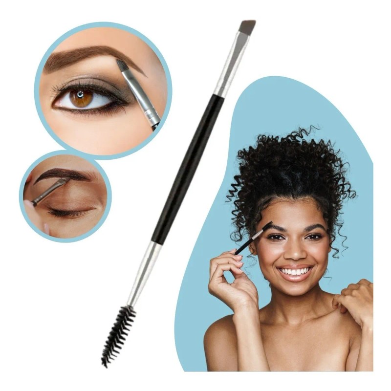 Brocha Doble Para Ceja Con Cepillo Pincel Cosmético 1pz Full