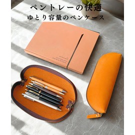 iaji Pen Case, Pencil Case, Leather, Large Capacity, Slim, Can Be Used Like a Pen Tray, Stylish, Simple, green, Modern