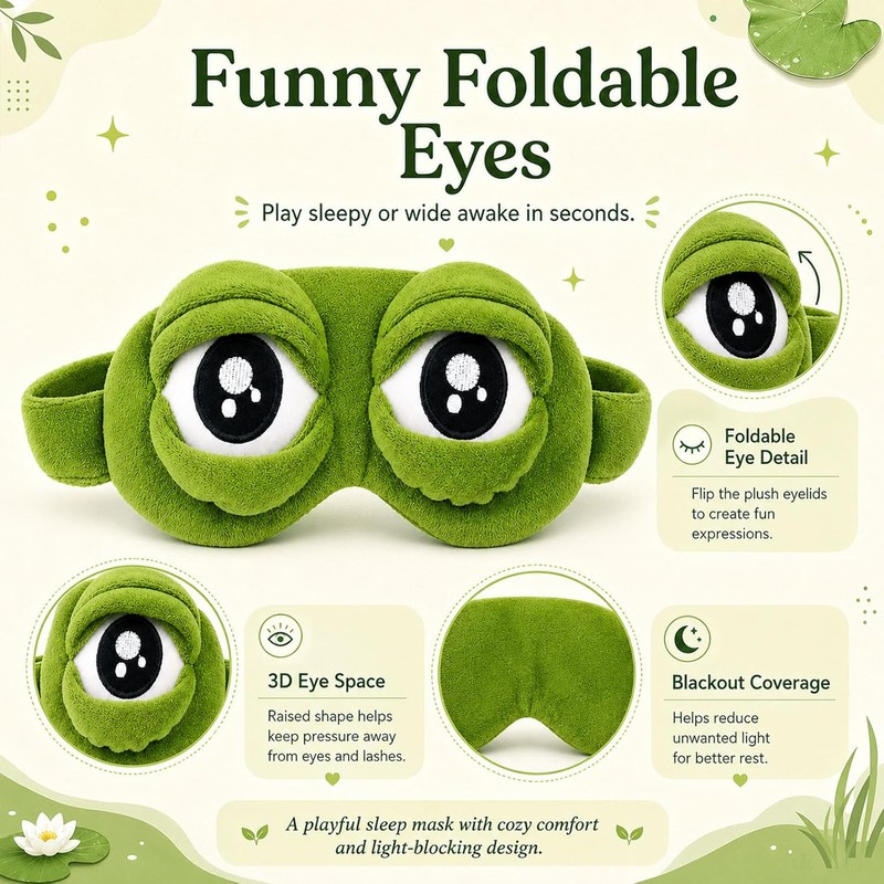 2026 New 3D Frog Sleep Mask, Funny Frog Eye Mask,