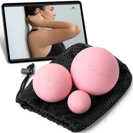 Bomb Ball Pink Massage Ball Set - Fascia + Lacrosse Balls for Ultimate Muscle Relaxation, Self Massage, Fascia Training + Trigger Point Therapy