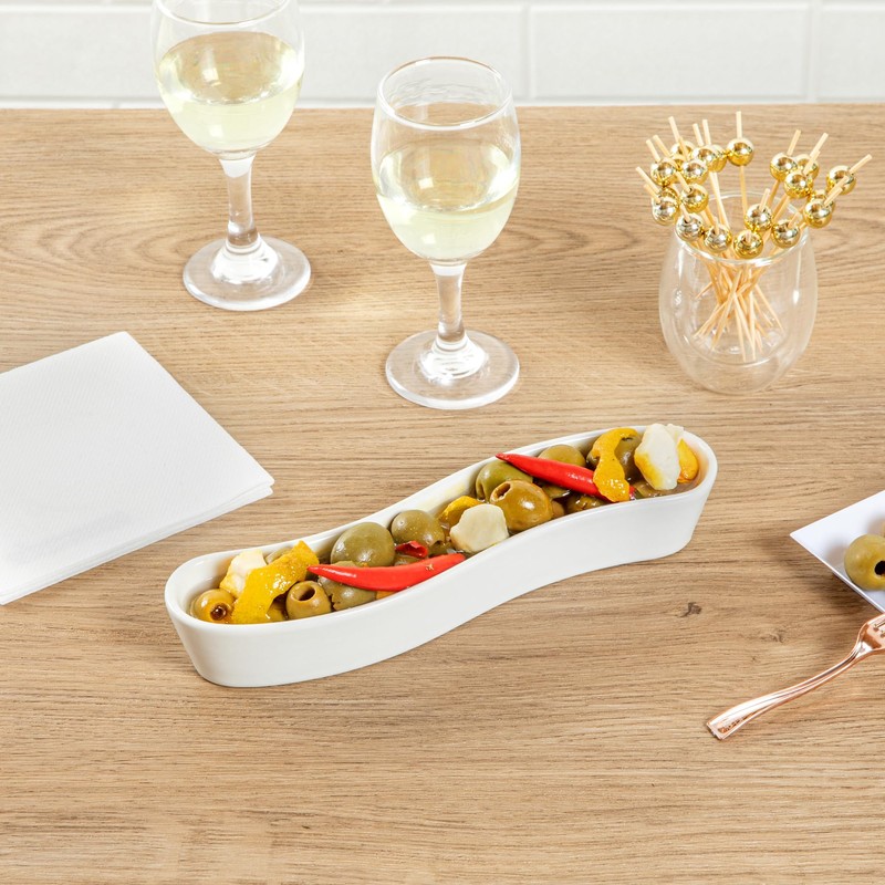 Restaurantware Swerve 6 Ounce Olive Plate 1 Curved Olive Tray