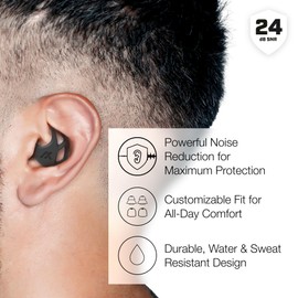 AXIL X20 Noise Reduction Ear Plugs - Bone - Customizable Fit Hearing Protection for Sleeping, Festivals, Live Events and Sports – 24dB Reusable Foam and Silicone Eartips with Carrying Case