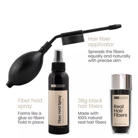 Hair Fiber Application Solutions Combo Pack Kit Set | Spray+ Applicator + Fibers