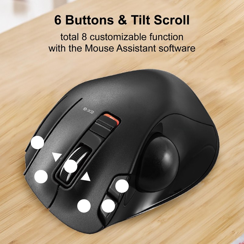 ELECOM EX-G Trackball Mouse, 2.4GHz USB Wireless, Ergonomic Design, Thumb
