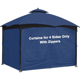 SCOCANOPY Navy Blue 10' x 12' Gazebo Privacy Curtain Set Fit for Lowe's Allen Roth 10X12 Gazebo Model #GF-12S004B-1 / GF-12S004BTO/ TPGAZ17-002/TPGAZ2303