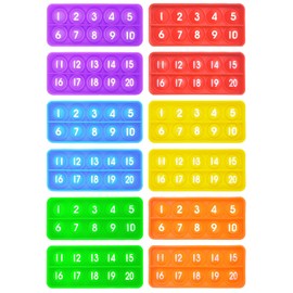 Anemeeoke 1-20 Ten Frame Popper, 12Pack Fidgets for Classroom, Quiet Sensory Toys Bubble Poppers, Pop for Counting Math, Focus Tools for Kids, Montessori Educational Toy Gift for Kindergarten