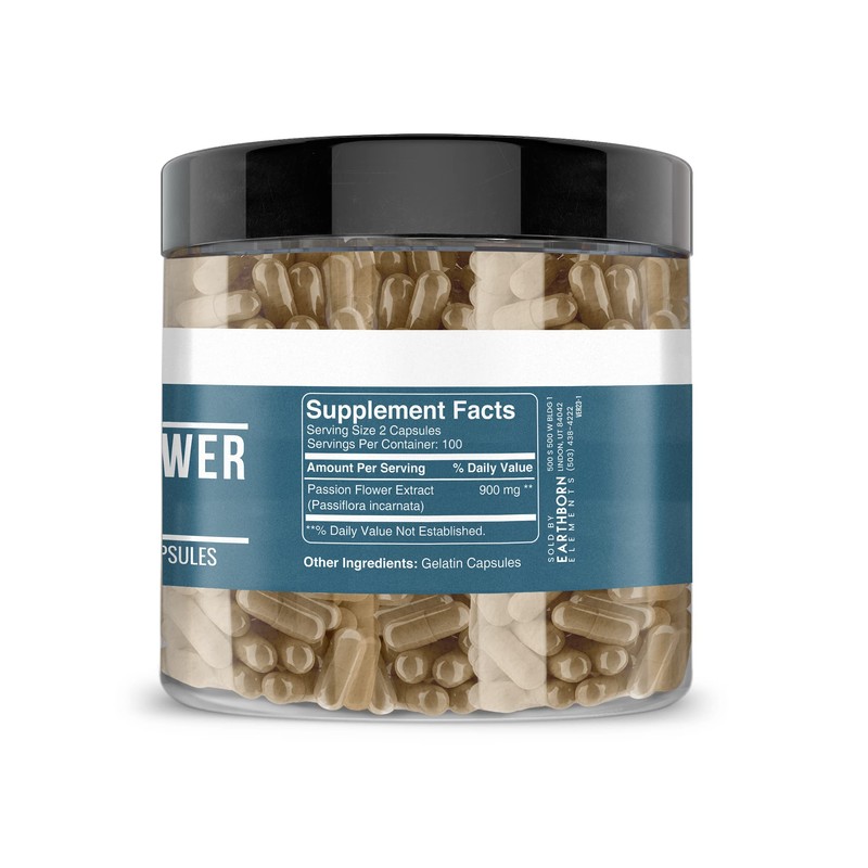 Earthborn Elements Passion Flower Extract 200 Capsules, Pure & Undiluted,