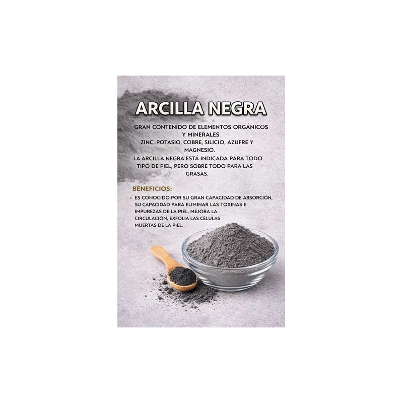Arcilla Negra Facial 100% Natural 1kg Para Piel Grasa Y