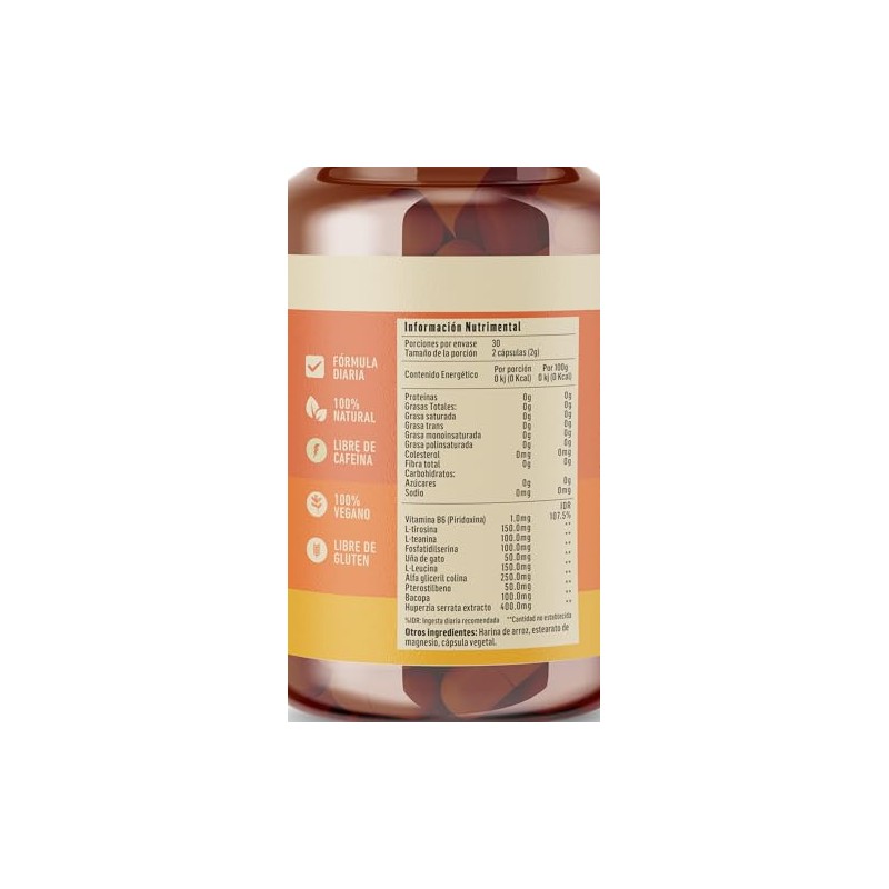 Humanimo Focus Suplemento Alimenticio Natural Mejorar Memoria Concentración Enfoque Teanina