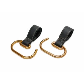 Smart Start Stroller Hooks, Set of 2, Black/Gold, Synthetic Leather, Load Capacity 55.1 lbs (25 kg)