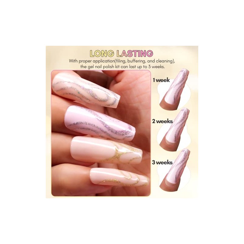 Makartt Gel Nail Polish Set 8ml 2 Colors Reflective Glitter