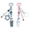 FloralGrace Pack of 2 Cute Pink and Grey Key Chains,