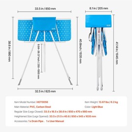 VEVOR Foldable Dog Bathtub Elevated Grey Shower Station for Small & Medium Dogs & Cats:_Light Blue