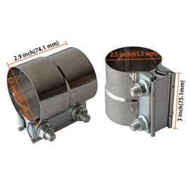 2PCS Exhaust Clamps 4 Inch Butt Joint Exhaust Pipe Muffler Clamp Band Stainless Steel Exhaust Pipes Connection for Cars