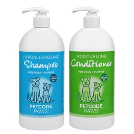 PETCODE PAWS Moisturizing Conditioner & Shampoo Duo with Cold Pressed Argan Oil - Nourish Your Dog with Aloe Vera & Arnica for a Soft Hair & Skin - Providing a Luxurious Grooming Experience (946 ML)