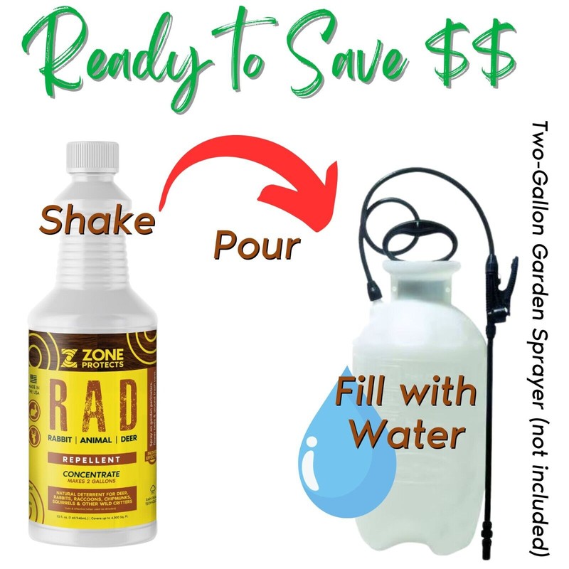 Zone Protects R.A.D.; Rabbit, Animal, Deer Repellent; Concentrate to Save