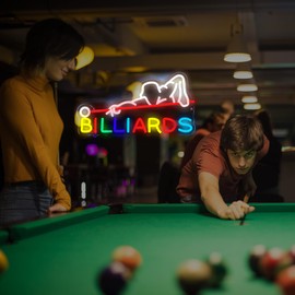Billiards Neon Sign Billiards LED Light Wall Decoration for Billiard Room, Pool Hall and Billiards Theme Party Decoration
