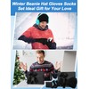 Cuffbow 5 Pcs Winter Beanie Hat Socks Wallet Touchscreen Gloves