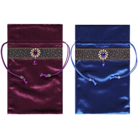 XWXLDD - 2 tarjetas de tarot grandes bolsas de velure para mazmorras y dragones, regalo azul, bolsa de adivinación de tarot (morado + azul (encaje dorado)