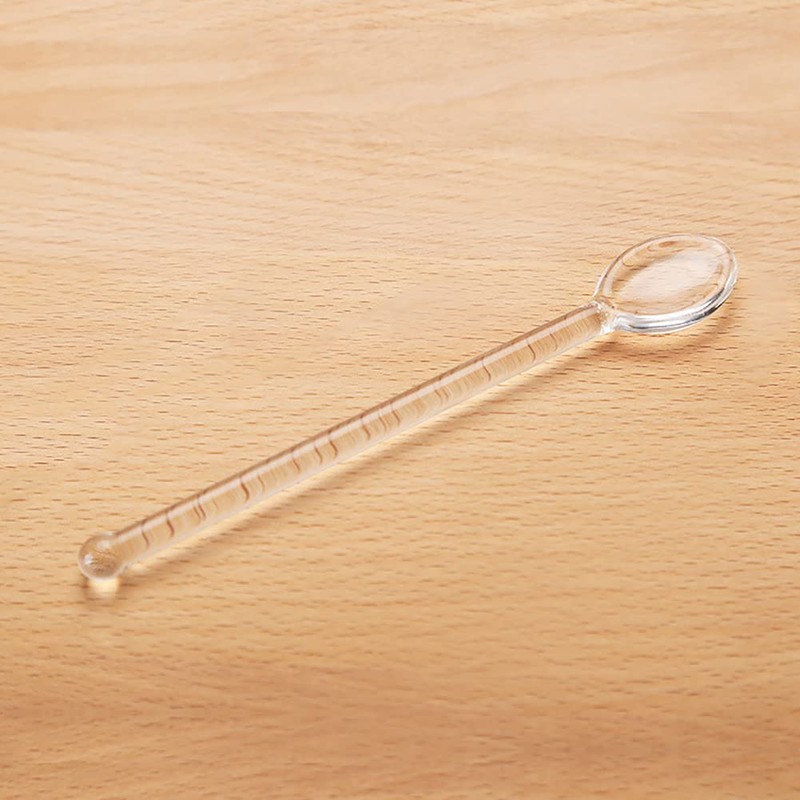 GSHLLO 2 Pcs Clear Glass Spoons Tea Stirring Spoon Coffee