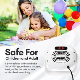 Rotatable Air Nail Dryer, 600W Warm & Cool Wind Blower Dryer for Regular Nail Polish, Multifunctional Nail Polish Fan Blow Dryer for Both Hands and Feet, Home and Salon Use No Harmful (White)